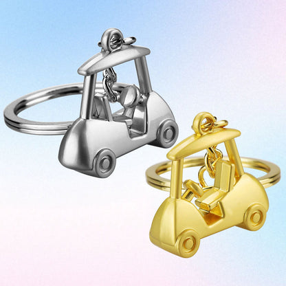 Golf Keychain In Golden Alloy, Stylish And Durable Keychain Accessory