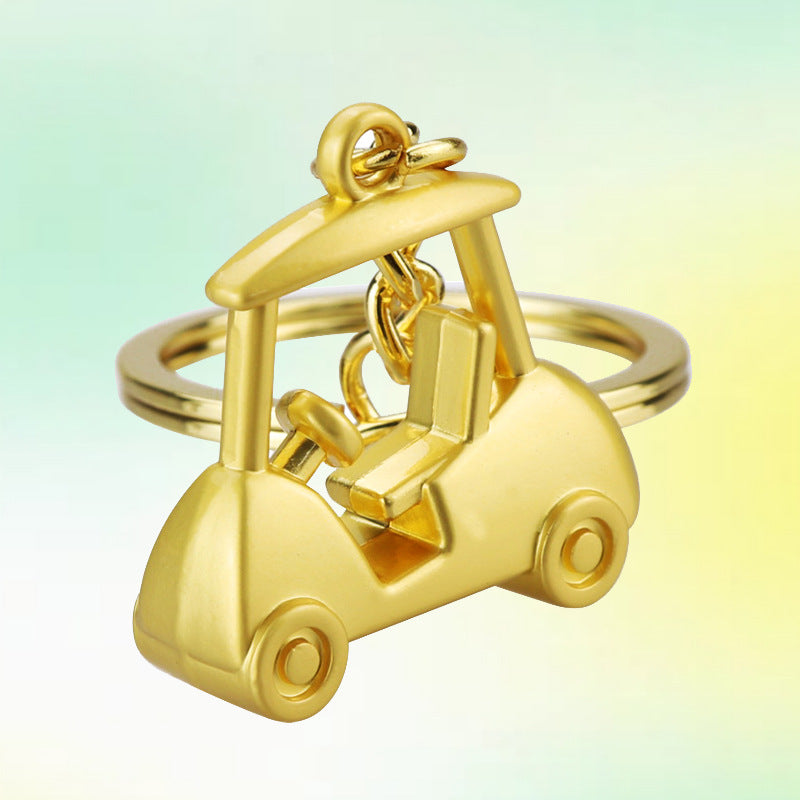 Golf Keychain In Golden Alloy, Stylish And Durable Keychain Accessory