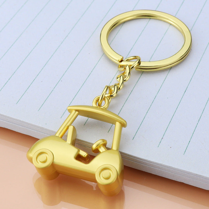 Golf Keychain In Golden Alloy, Stylish And Durable Keychain Accessory