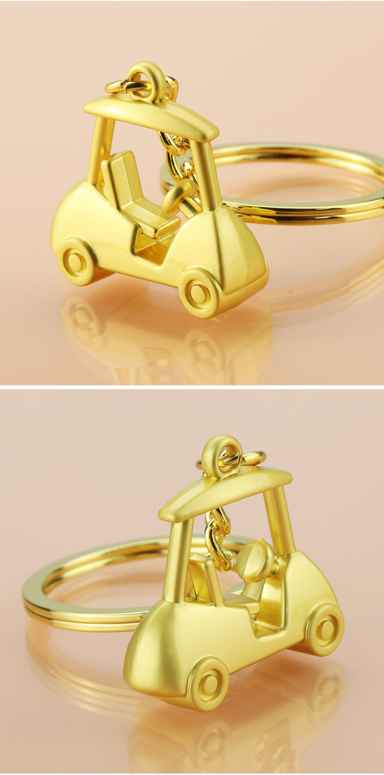 Golf Keychain In Golden Alloy, Stylish And Durable Keychain Accessory