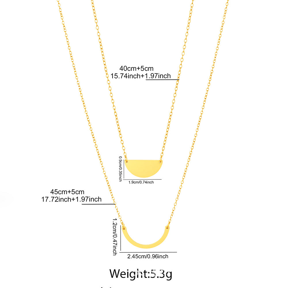 Round Pattern Double Layer Necklaces For Unisex Featuring Durable 304 Stainless Steel Material
