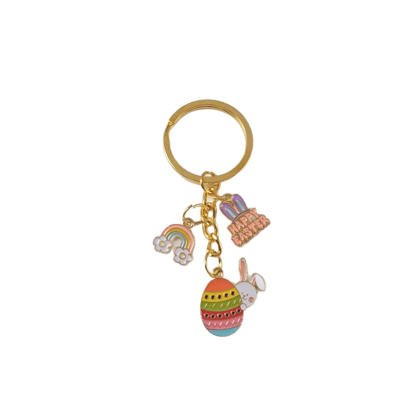 Easter Egg Keychain In Alloy Featuring Rabbit Pattern, Perfect For Holiday Accessories