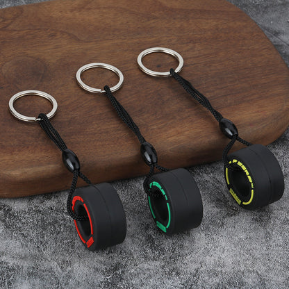 Tires Pattern PVC Keychain In Red, Durable And Stylish Keychain Accessory