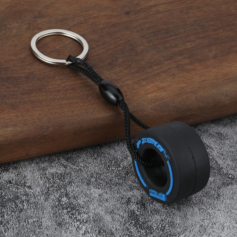 Tires Pattern PVC Keychain In Red, Durable And Stylish Keychain Accessory