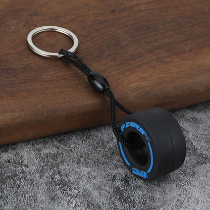Tires Pattern PVC Keychain In Red, Durable And Stylish Keychain Accessory