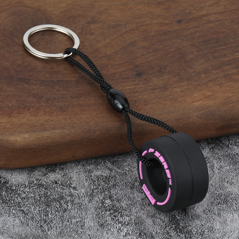 Tires Pattern PVC Keychain In Red, Durable And Stylish Keychain Accessory