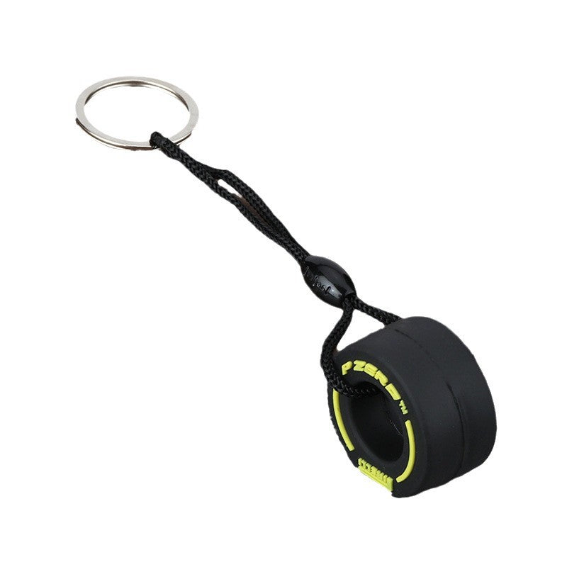 Tires Pattern PVC Keychain In Red, Durable And Stylish Keychain Accessory
