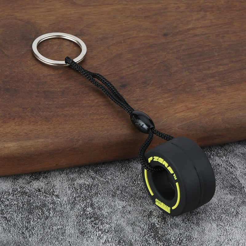 Tires Pattern PVC Keychain In Red, Durable And Stylish Keychain Accessory