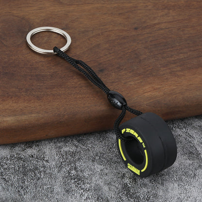 Tires Pattern PVC Keychain In Red, Durable And Stylish Keychain Accessory