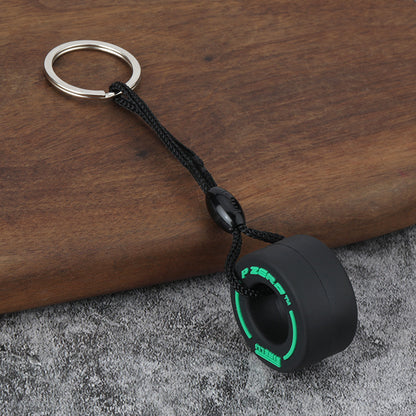Tires Pattern PVC Keychain In Red, Durable And Stylish Keychain Accessory