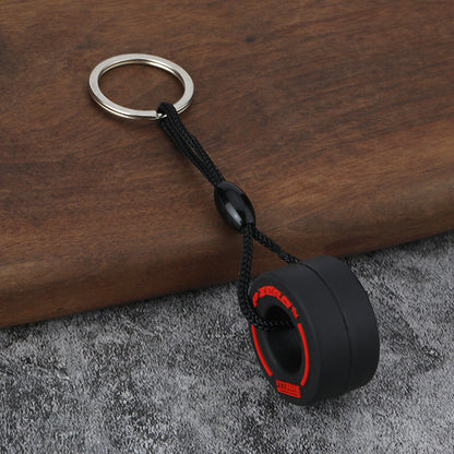 Tires Pattern PVC Keychain In Red, Durable And Stylish Keychain Accessory