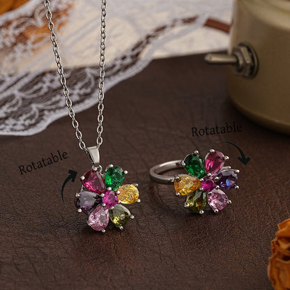Sweet Flower Jewelry Set For Women Featuring Platinum Plated Design With Durable Copper Material