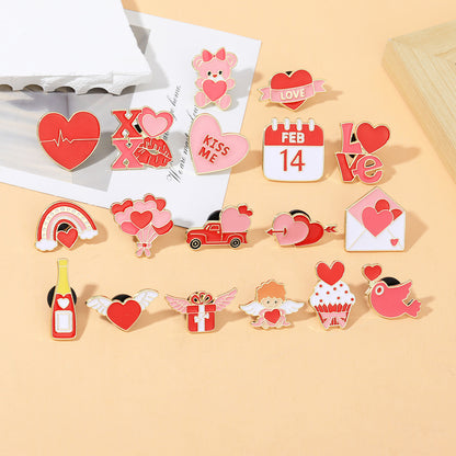 Heart Shape Letter Pin Brooch In Alloy, Perfect For Valentine's Day