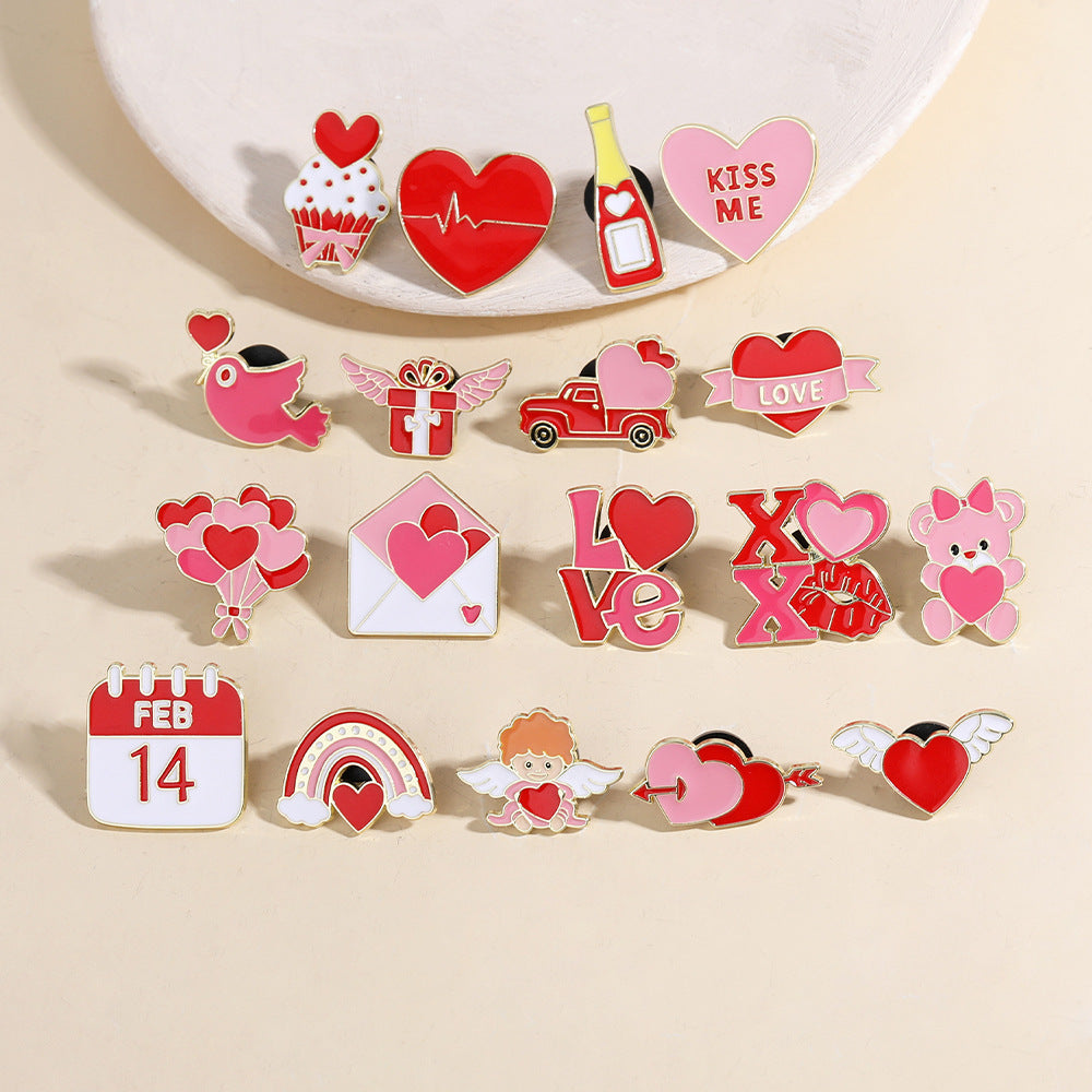 Heart Shape Letter Pin Brooch In Alloy, Perfect For Valentine's Day