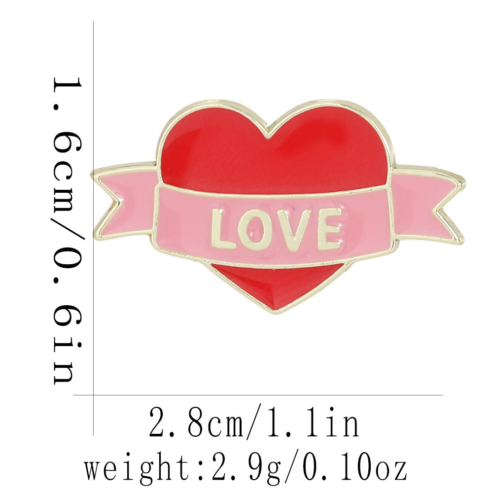 Heart Shape Letter Pin Brooch In Alloy, Perfect For Valentine's Day