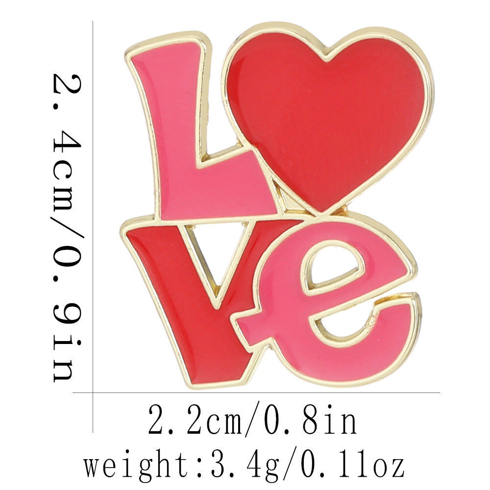Heart Shape Letter Pin Brooch In Alloy, Perfect For Valentine's Day