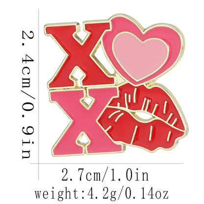Heart Shape Letter Pin Brooch In Alloy, Perfect For Valentine's Day