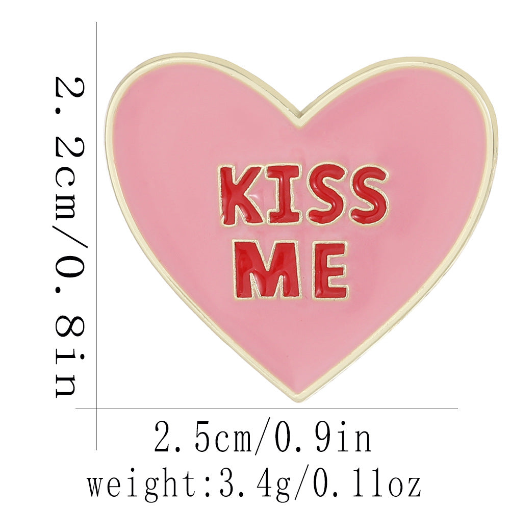 Heart Shape Letter Pin Brooch In Alloy, Perfect For Valentine's Day