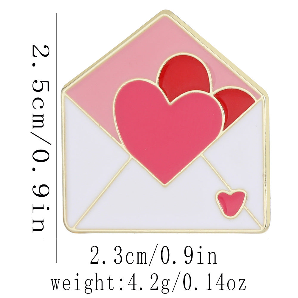Heart Shape Letter Pin Brooch In Alloy, Perfect For Valentine's Day