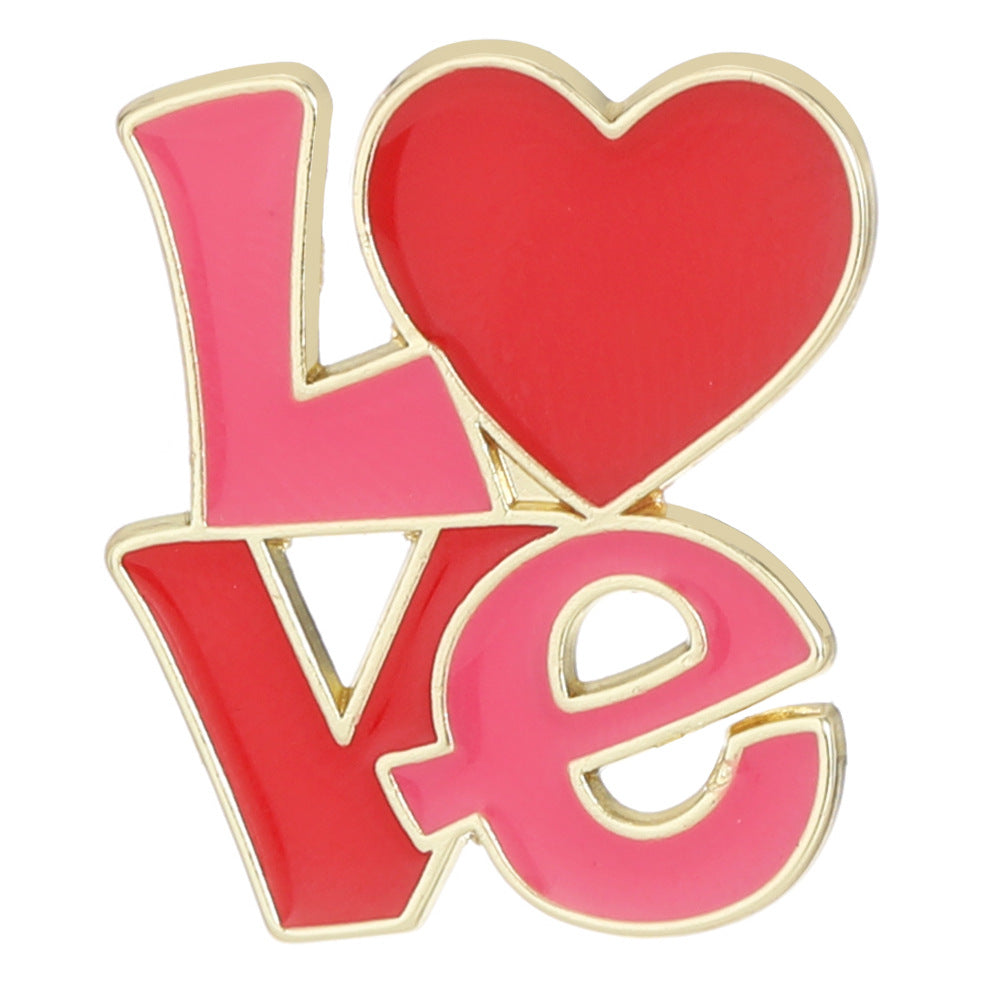 Heart Shape Letter Pin Brooch In Alloy, Perfect For Valentine's Day