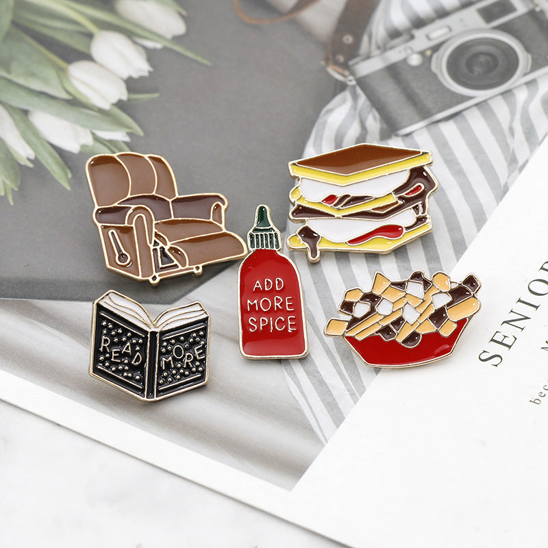 Pin Brooches Featuring French Fries Design, Stylish Food-Themed Accessories
