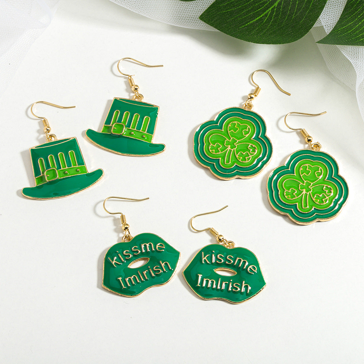 Shamrock Letter Boots Drop Earrings In Green Featuring Durable Alloy Material For St. Patrick's Day