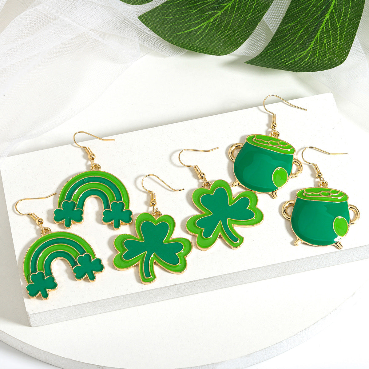 Shamrock Letter Boots Drop Earrings In Green Featuring Durable Alloy Material For St. Patrick's Day