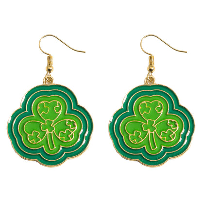 Shamrock Letter Boots Drop Earrings In Green Featuring Durable Alloy Material For St. Patrick's Day