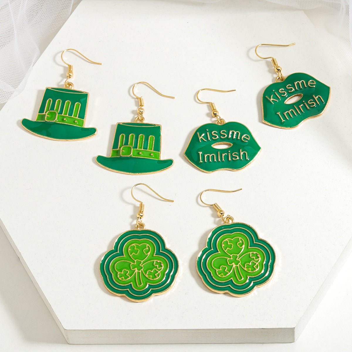 Shamrock Letter Boots Drop Earrings In Green Featuring Durable Alloy Material For St. Patrick's Day