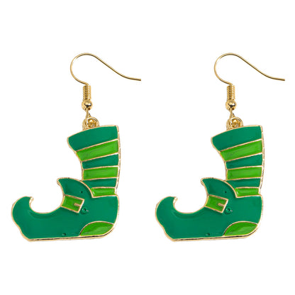 Shamrock Letter Boots Drop Earrings In Green Featuring Durable Alloy Material For St. Patrick's Day