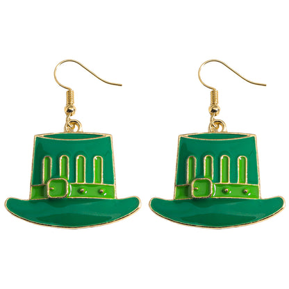 Shamrock Letter Boots Drop Earrings In Green Featuring Durable Alloy Material For St. Patrick's Day