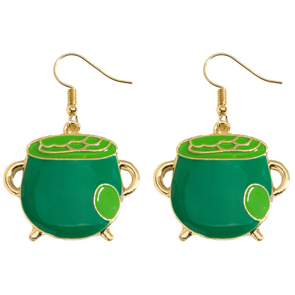 Shamrock Letter Boots Drop Earrings In Green Featuring Durable Alloy Material For St. Patrick's Day