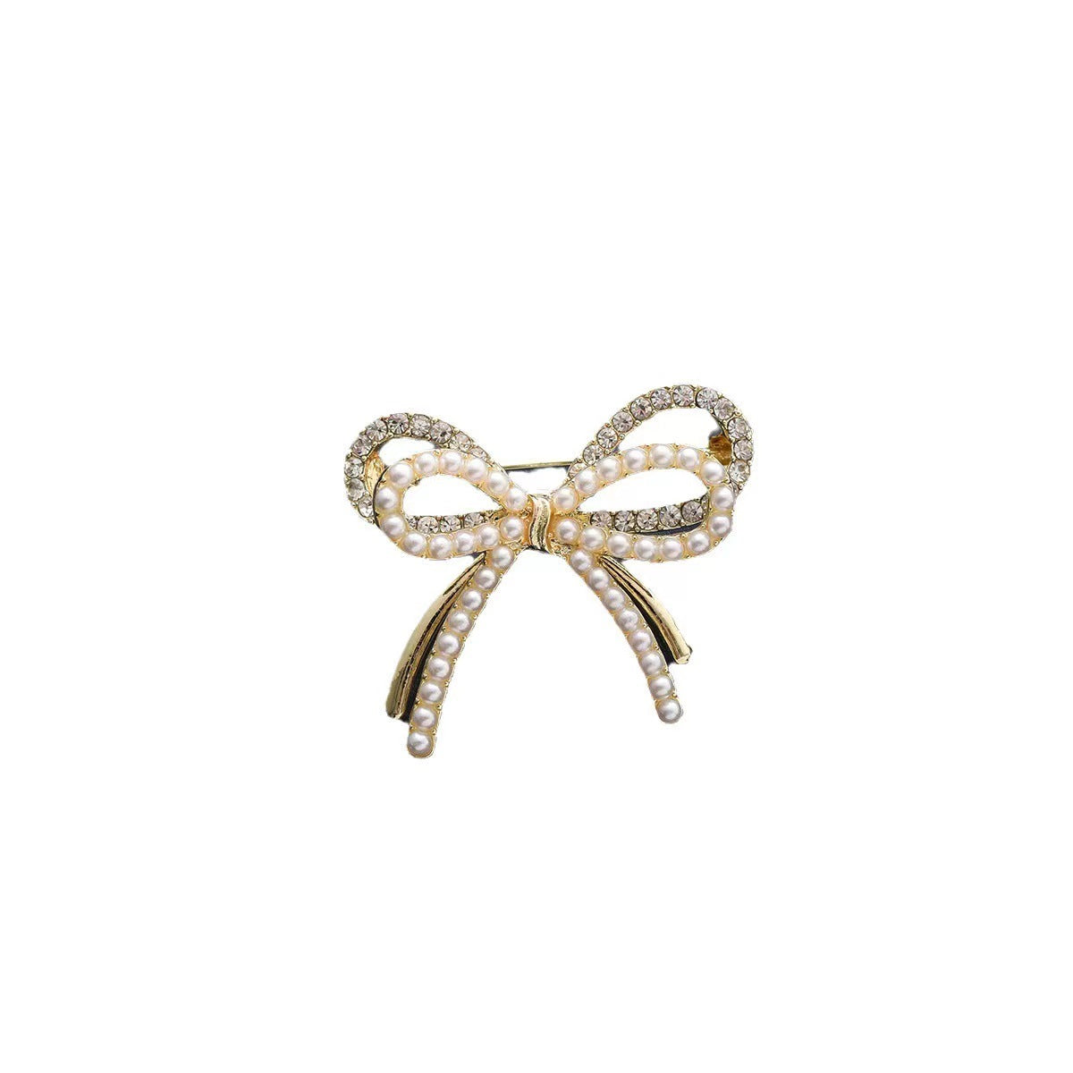 Pearl Bow Knot Brooch In Golden, Elegant Pearl Accent Chest Jewelry