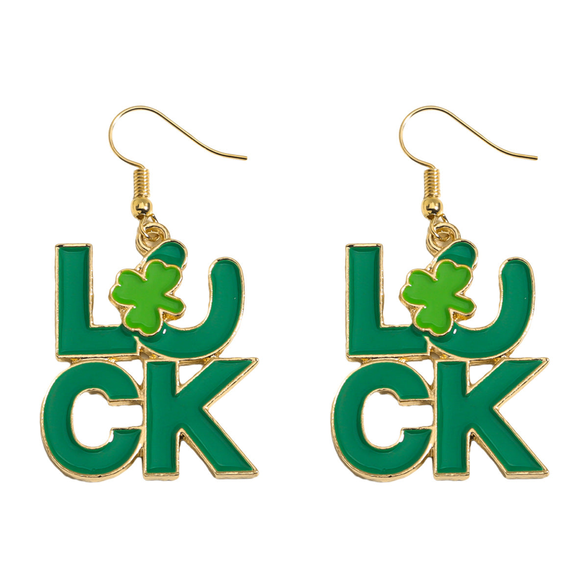 Shamrock Letter Boots Drop Earrings In Green Featuring Durable Alloy Material For St. Patrick's Day