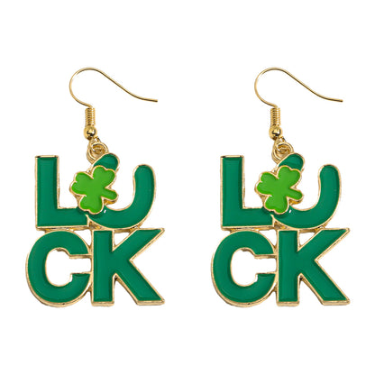 Shamrock Letter Boots Drop Earrings In Green Featuring Durable Alloy Material For St. Patrick's Day