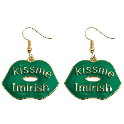 Shamrock Letter Boots Drop Earrings In Green Featuring Durable Alloy Material For St. Patrick's Day