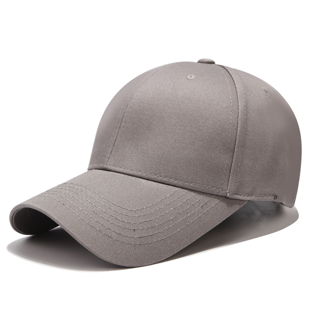 Solid Color Baseball Cap With Curved Brim In Grey, Made Of Cotton Featuring Embroidery, Suitable For Spring & Summer Adults