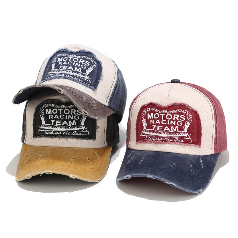 Baseball Cap With Curved Brim In Cotton Featuring Appliques, Suitable For Spring & Summer