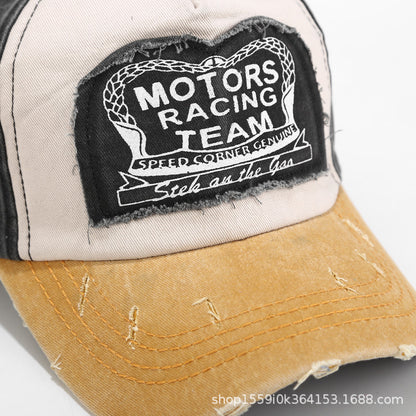 Baseball Cap With Curved Brim In Cotton Featuring Appliques, Suitable For Spring & Summer