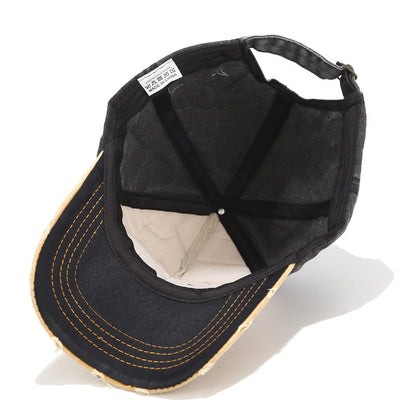 Baseball Cap With Curved Brim In Cotton Featuring Appliques, Suitable For Spring & Summer