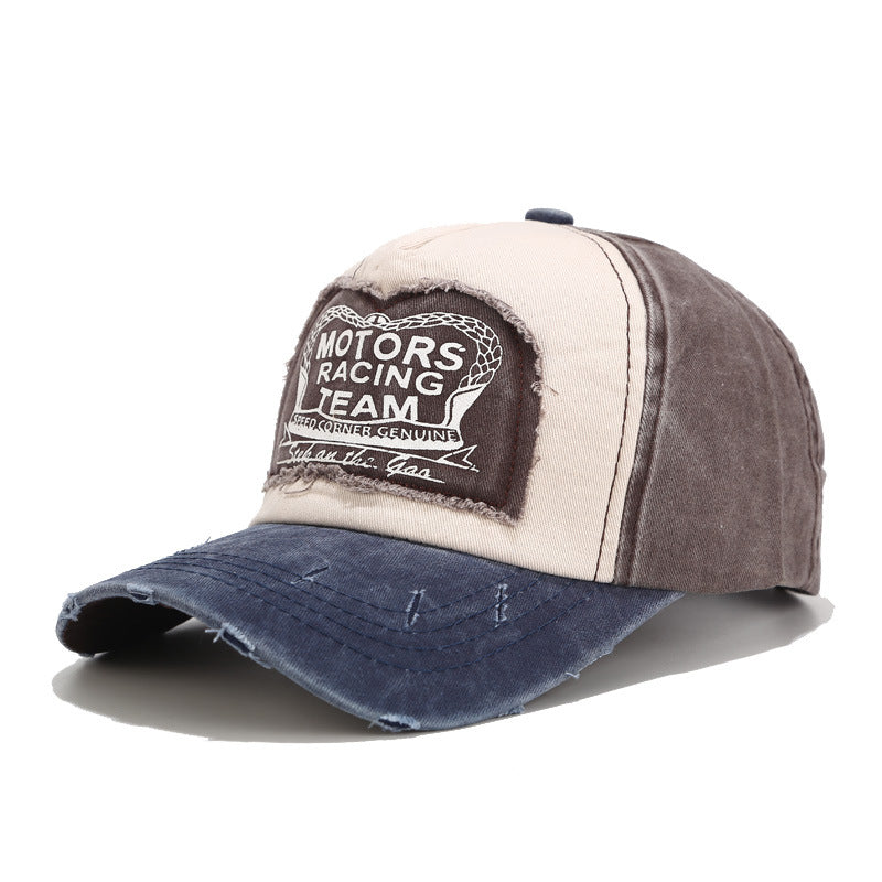 Baseball Cap With Curved Brim In Cotton Featuring Appliques, Suitable For Spring & Summer