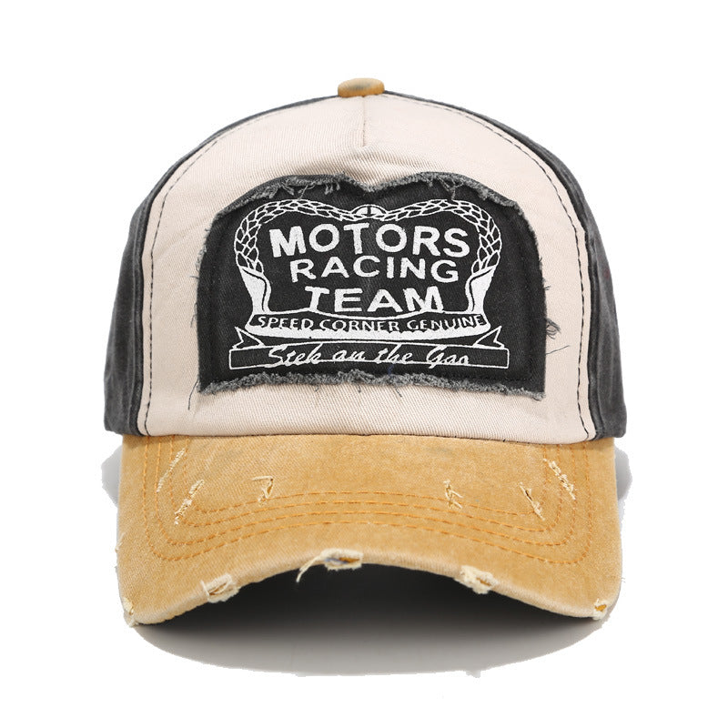 Baseball Cap With Curved Brim In Cotton Featuring Appliques, Suitable For Spring & Summer
