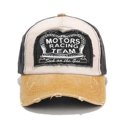 Baseball Cap With Curved Brim In Cotton Featuring Appliques, Suitable For Spring & Summer