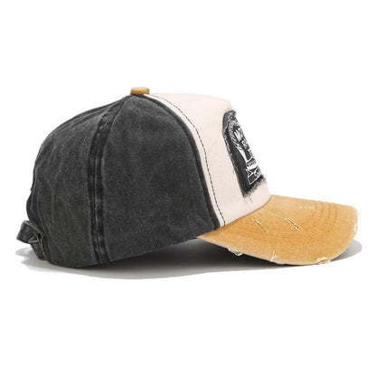Baseball Cap With Curved Brim In Cotton Featuring Appliques, Suitable For Spring & Summer