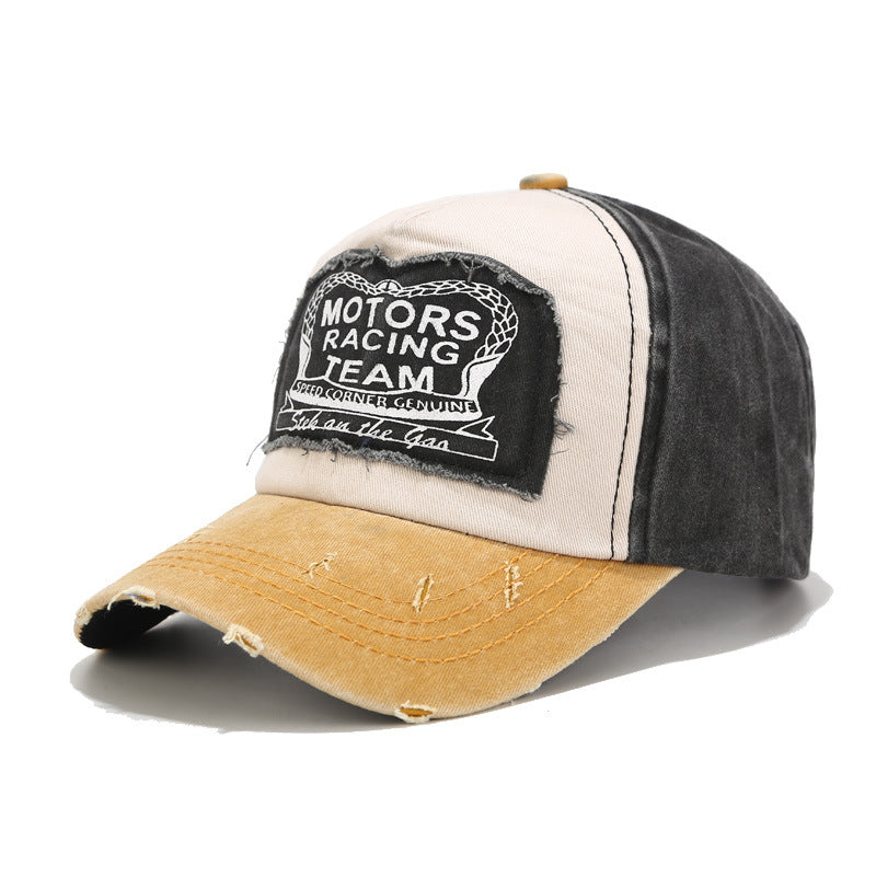 Baseball Cap With Curved Brim In Cotton Featuring Appliques, Suitable For Spring & Summer