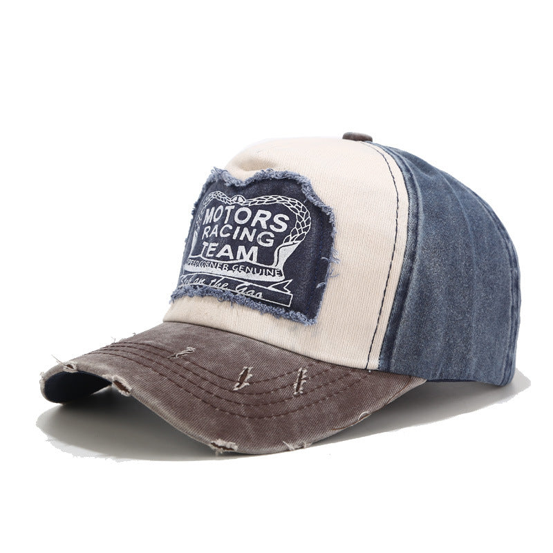 Baseball Cap With Curved Brim In Cotton Featuring Appliques, Suitable For Spring & Summer