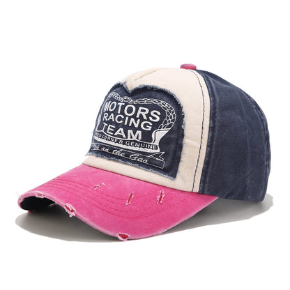 Baseball Cap With Curved Brim In Cotton Featuring Appliques, Suitable For Spring & Summer