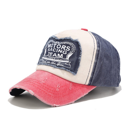 Baseball Cap With Curved Brim In Cotton Featuring Appliques, Suitable For Spring & Summer