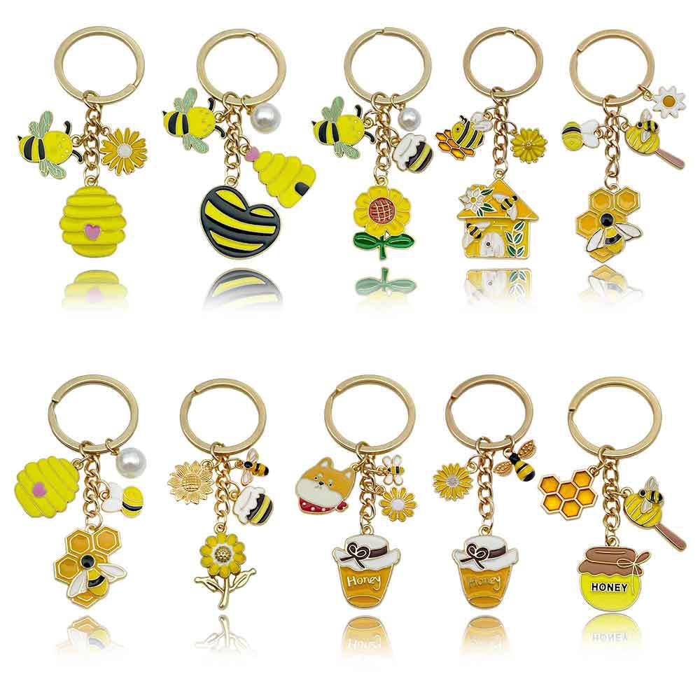 Bee Honeycomb Pendant Featuring A Detailed Bee Pattern In Durable Alloy, Available In Yellow