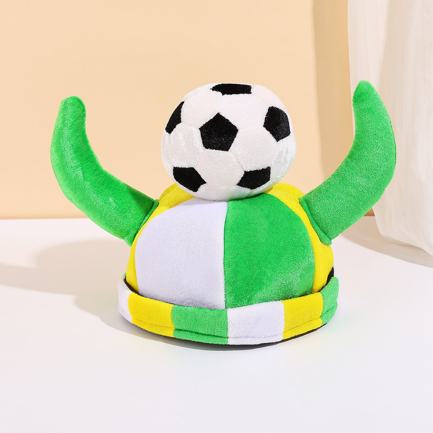 Jiaqi Green Horn Football Hat Made Of Fabric, Semi-Handmade Christmas Gift For Friends, Ideal For Travel Souvenirs